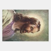 ヴィンテージ宗教的、ハローとイエスキリストポートレート ラッピングペーパーシート (正面3)