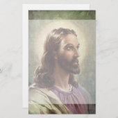 ヴィンテージ宗教的、ハローとイエスキリストポートレート 便箋 (正面/裏面)