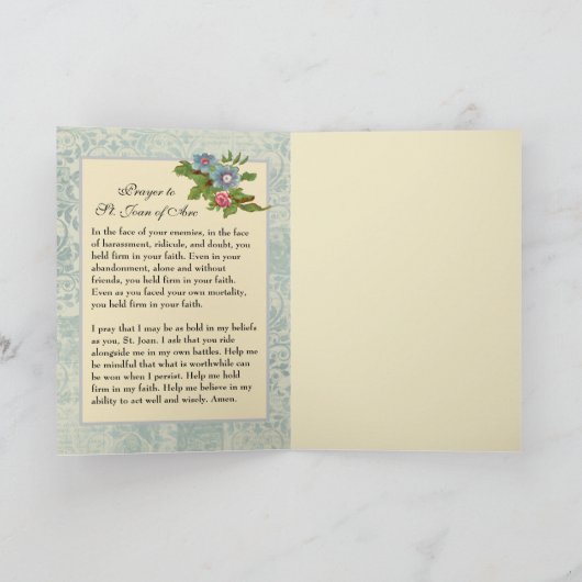 ヴィンテージ宗教聖ジョアン・オブ・アーク祈りの言葉カード カード (内部)
