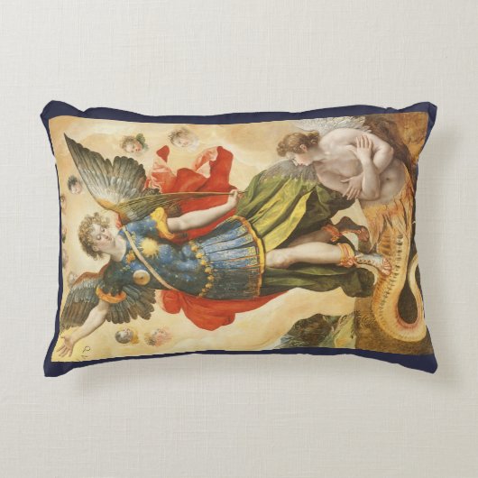 ヴィンテージ宗教聖ミカエルはルシファーを倒す アクセントクッション (正面)