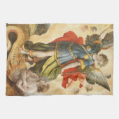 ヴィンテージ宗教聖ミカエルはルシファーを倒す キッチンタオル (横)