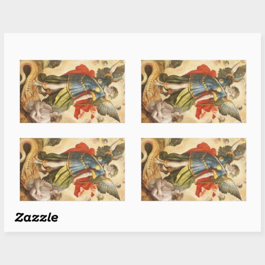 ヴィンテージ宗教聖ミカエルはルシファーを倒す 長方形シール (シート)