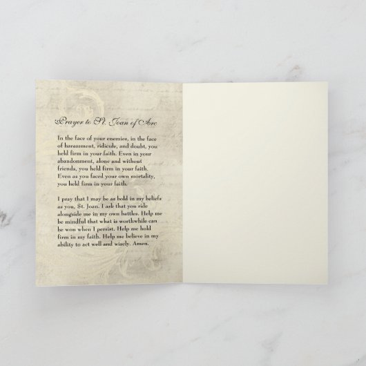 ヴィンテージ宗教聖ヨアンオブアーク祈りの言葉  カード (内部)