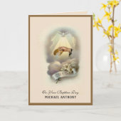 ヴィンテージ宗教聖餐式バプテスマベビー カード (黄色い花)