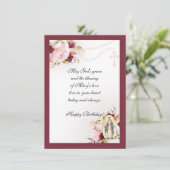 ヴィンテージ宗教誕生日ヴァージンメアリーホリーロザリオ カード (スタンド正面)