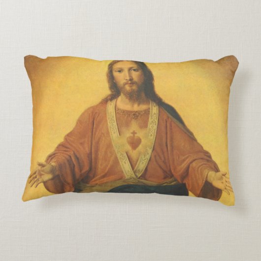 ヴィンテージ宗教、イエスキリストの聖なるハート アクセントクッション (裏面)