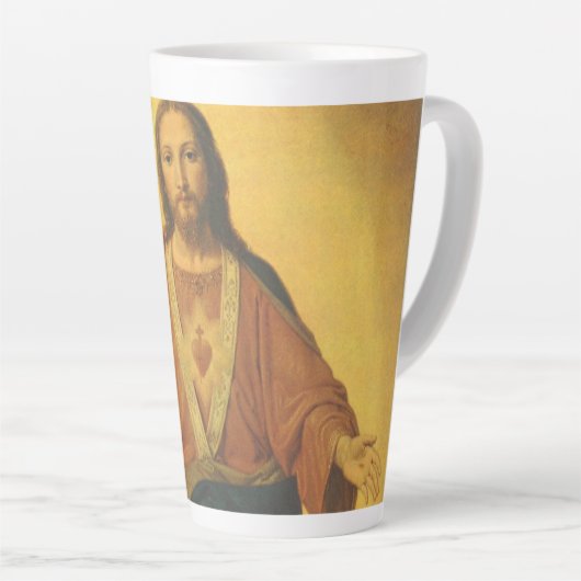 ヴィンテージ宗教、イエスキリストの聖なるハート カフェラテマグ (右アングル)