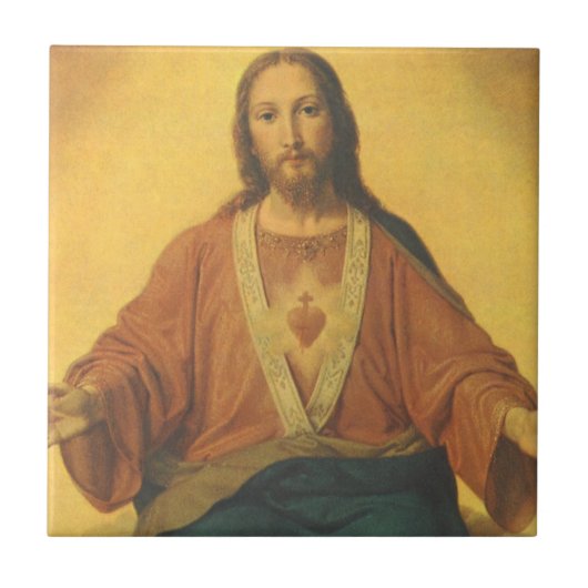 ヴィンテージ宗教、イエスキリストの聖なるハート タイル (正面)