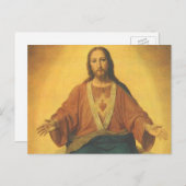 ヴィンテージ宗教、イエスキリストの聖なるハート ポストカード (正面/裏面)