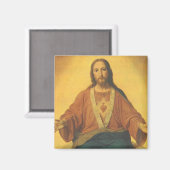 ヴィンテージ宗教、イエスキリストの聖なるハート マグネット (正面/裏面)