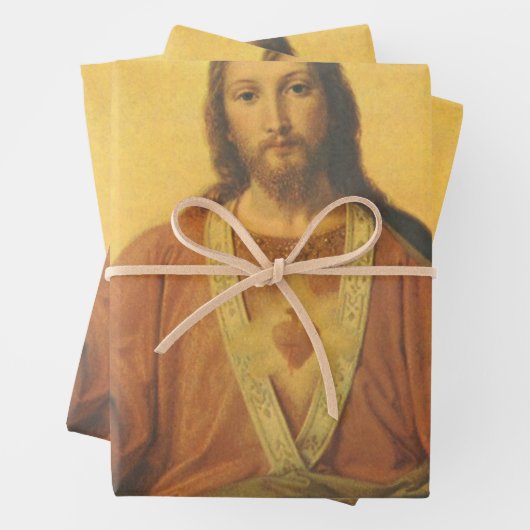 ヴィンテージ宗教、イエスキリストの聖なるハート ラッピングペーパーシート (インサイチュ)