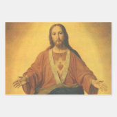 ヴィンテージ宗教、イエスキリストの聖なるハート ラッピングペーパーシート (正面)