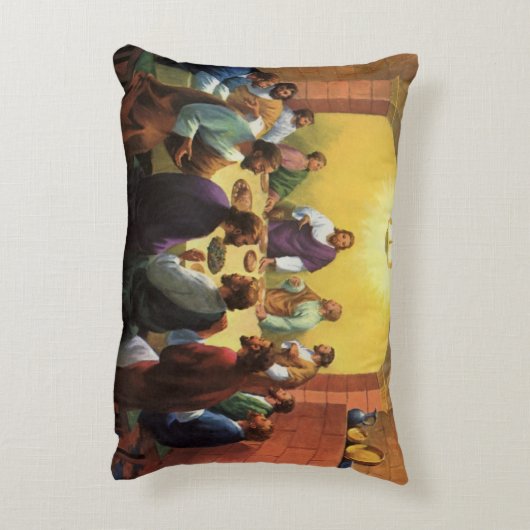 ヴィンテージ宗教、イエス・キリストとの最後の晩餐 アクセントクッション (裏面(縦))