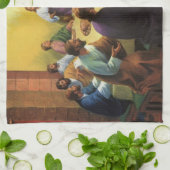 ヴィンテージ宗教、イエス・キリストとの最後の晩餐 キッチンタオル (折り畳み)