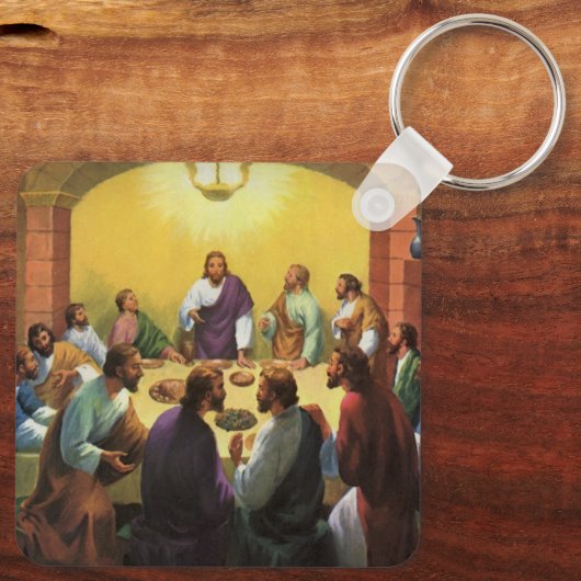 ヴィンテージ宗教、イエス・キリストとの最後の晩餐 キーホルダー (裏面)