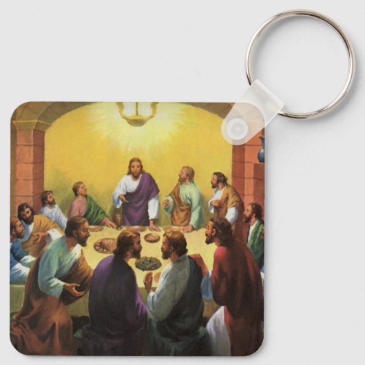 ヴィンテージ宗教、イエス・キリストとの最後の晩餐 キーホルダー (裏面)