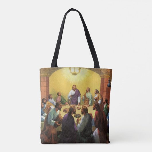 ヴィンテージ宗教、イエス・キリストとの最後の晩餐 トートバッグ (裏面)