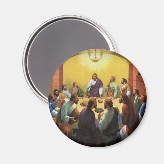 ヴィンテージ宗教、イエス・キリストとの最後の晩餐 マグネット (正面/裏面)