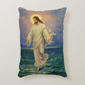 ヴィンテージ宗教、イエス・キリストは水の歩くである アクセントクッション (正面(垂直))