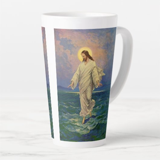 ヴィンテージ宗教、イエス・キリストは水の歩くである カフェラテマグ (右アングル)