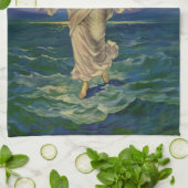 ヴィンテージ宗教、イエス・キリストは水の歩くである キッチンタオル (折り畳み)