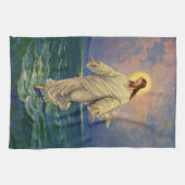 ヴィンテージ宗教、イエス・キリストは水の歩くである キッチンタオル (横)