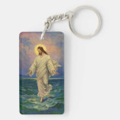 ヴィンテージ宗教、イエス・キリストは水の歩くである キーホルダー (裏面)