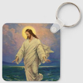 ヴィンテージ宗教、イエス・キリストは水の歩くである キーホルダー (裏面)