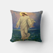 ヴィンテージ宗教、イエス・キリストは水の歩くである クッション (正面)