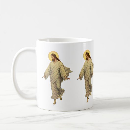 ヴィンテージ宗教、イエス・キリストは水の歩くである コーヒーマグカップ (左)