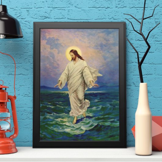 ヴィンテージ宗教、イエス・キリストは水の歩くである ポスター