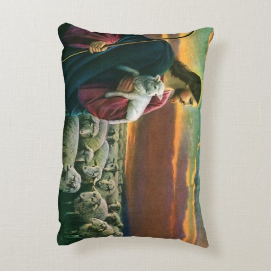 ヴィンテージ宗教、キリストの羊の群れ アクセントクッション (裏面(縦))