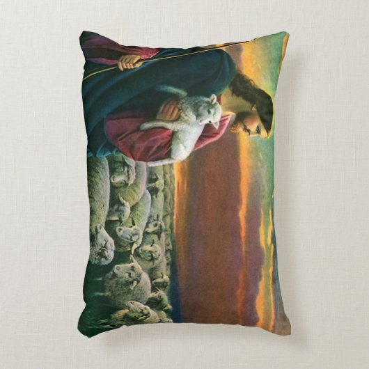 ヴィンテージ宗教、キリストの羊の群れ アクセントクッション (正面(垂直))