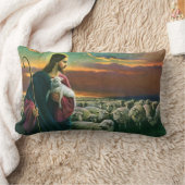 ヴィンテージ宗教、キリストの羊の群れ ランバークッション (ブランケット)