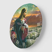 ヴィンテージ宗教、キリストの羊の群れ ラージ壁時計 (傾斜)