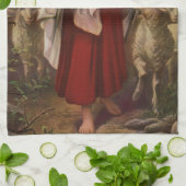 ヴィンテージ宗教、キリストは良い羊飼い 羊の群れ キッチンタオル (折り畳み)