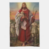 ヴィンテージ宗教、キリストは良い羊飼い 羊の群れ キッチンタオル (縦)