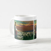 ヴィンテージ宗教、キリストは良い羊飼い、群れと共に コーヒーマグカップ (正面左)