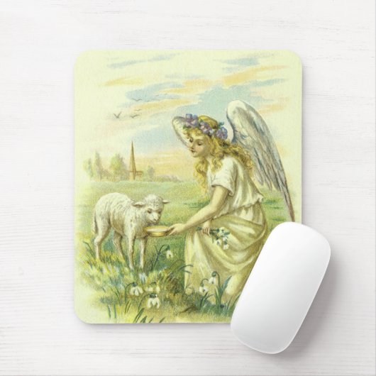 ヴィンテージ宗教、ビクトリアン子羊とイースターエンジェル マウスパッド (マウス)