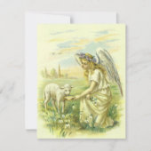 ヴィンテージ宗教、ビクトリアン子羊とイースターエンジェル 招待状 (正面)
