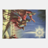 ヴィンテージ宗教、ベツレヘムの星を持つ賢者 キッチンタオル (横)