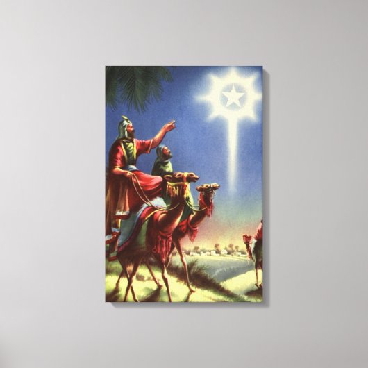 ヴィンテージ宗教、ベツレヘムの星を持つ賢者 キャンバスプリント (正面)