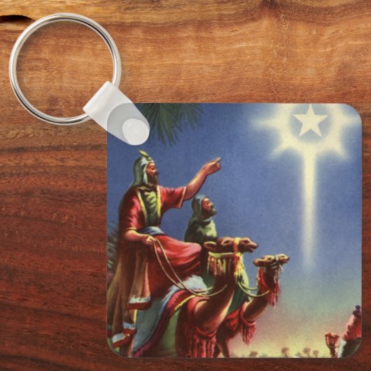 ヴィンテージ宗教、ベツレヘムの星を持つ賢者 キーホルダー (正面)