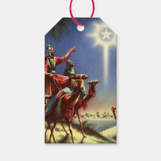 ヴィンテージ宗教、ベツレヘムの星を持つ賢者 ギフトタグ (正面)