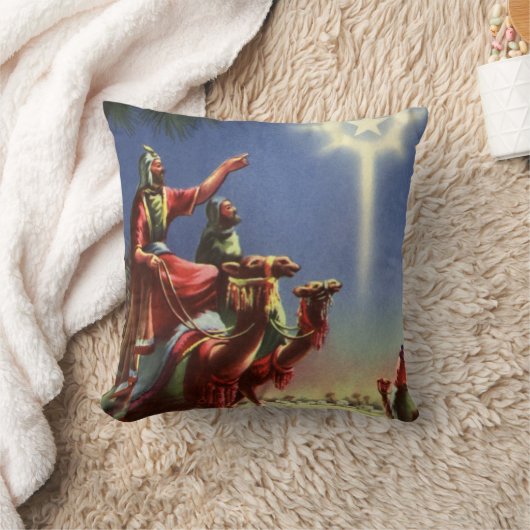 ヴィンテージ宗教、ベツレヘムの星を持つ賢者 クッション (ブランケット)