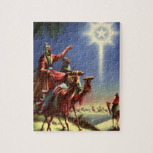 ヴィンテージ宗教、ベツレヘムの星を持つ賢者 ジグソーパズル (縦)