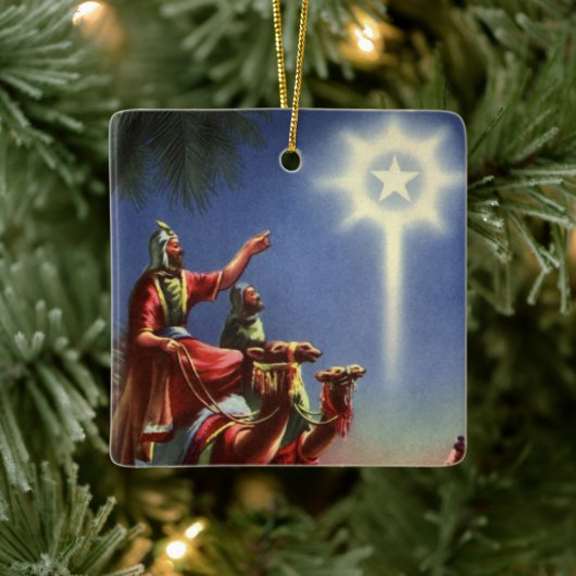 ヴィンテージ宗教、ベツレヘムの星を持つ賢者 セラミックオーナメント (ツリー)