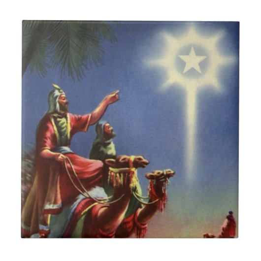 ヴィンテージ宗教、ベツレヘムの星を持つ賢者 タイル (正面)