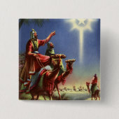 ヴィンテージ宗教、ベツレヘムの星を持つ賢者 缶バッジ (正面)