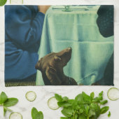 ヴィンテージ宗教、感謝祭の少年ことわざの恵み キッチンタオル (折り畳み)